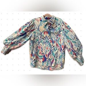 Astylish Boho Paisley Lantern Sleeve Blouse